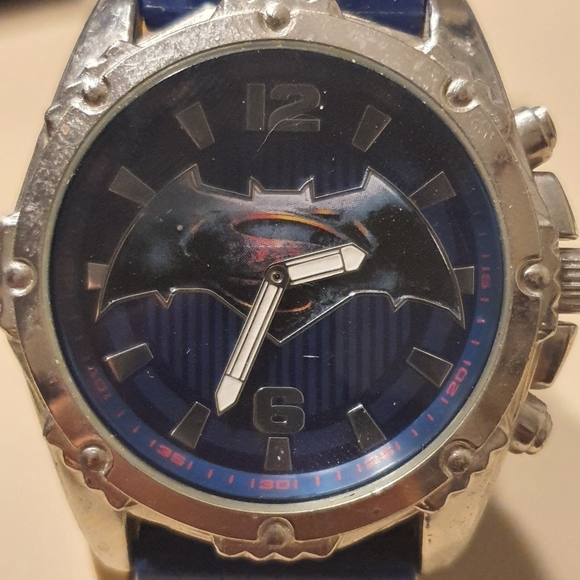 Accutime Other - Batman V Superman Dawn Of Justice Silver/Blue Silicone Men's Watch